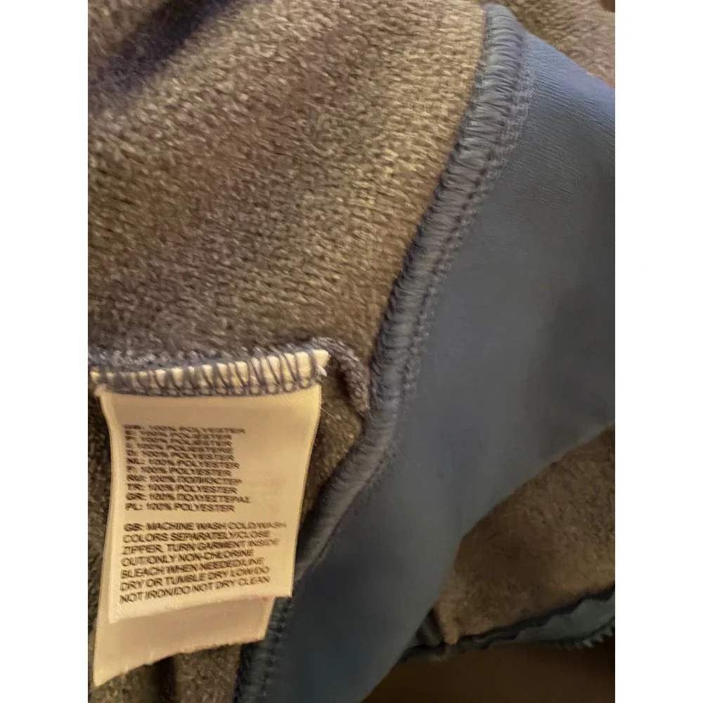 The North Face Mens Full Zip Hoodie Grey Blue Neon Yellow Logo Fleece Jacket